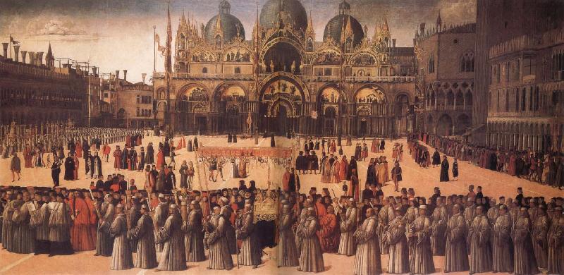 Gentile Bellini Procession in St Mark's Square France oil painting art